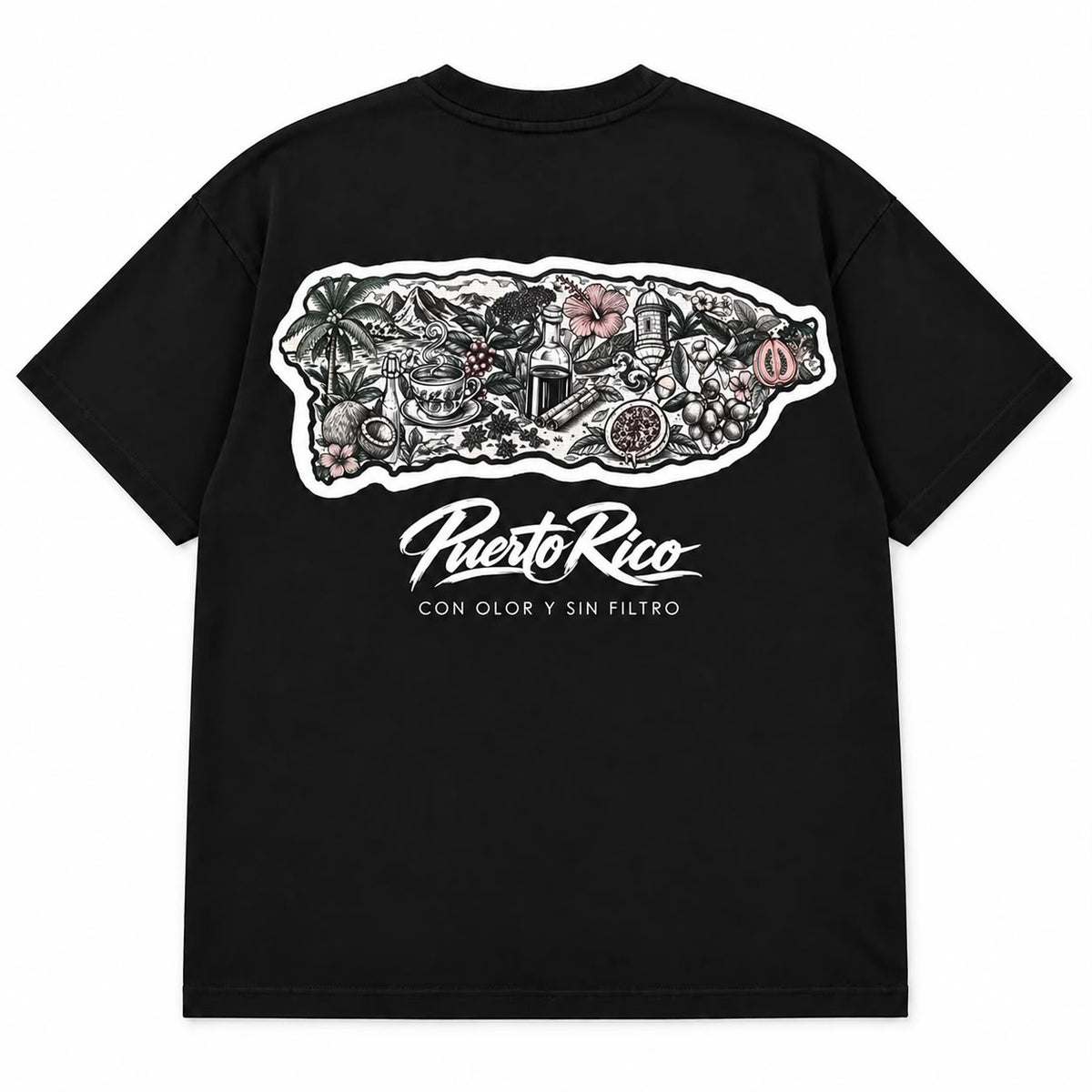 Galuarte x Michael Flores x Nelson Madera — Puerto Rico “Con Olor y Sin Filtro” Tee - Oversized