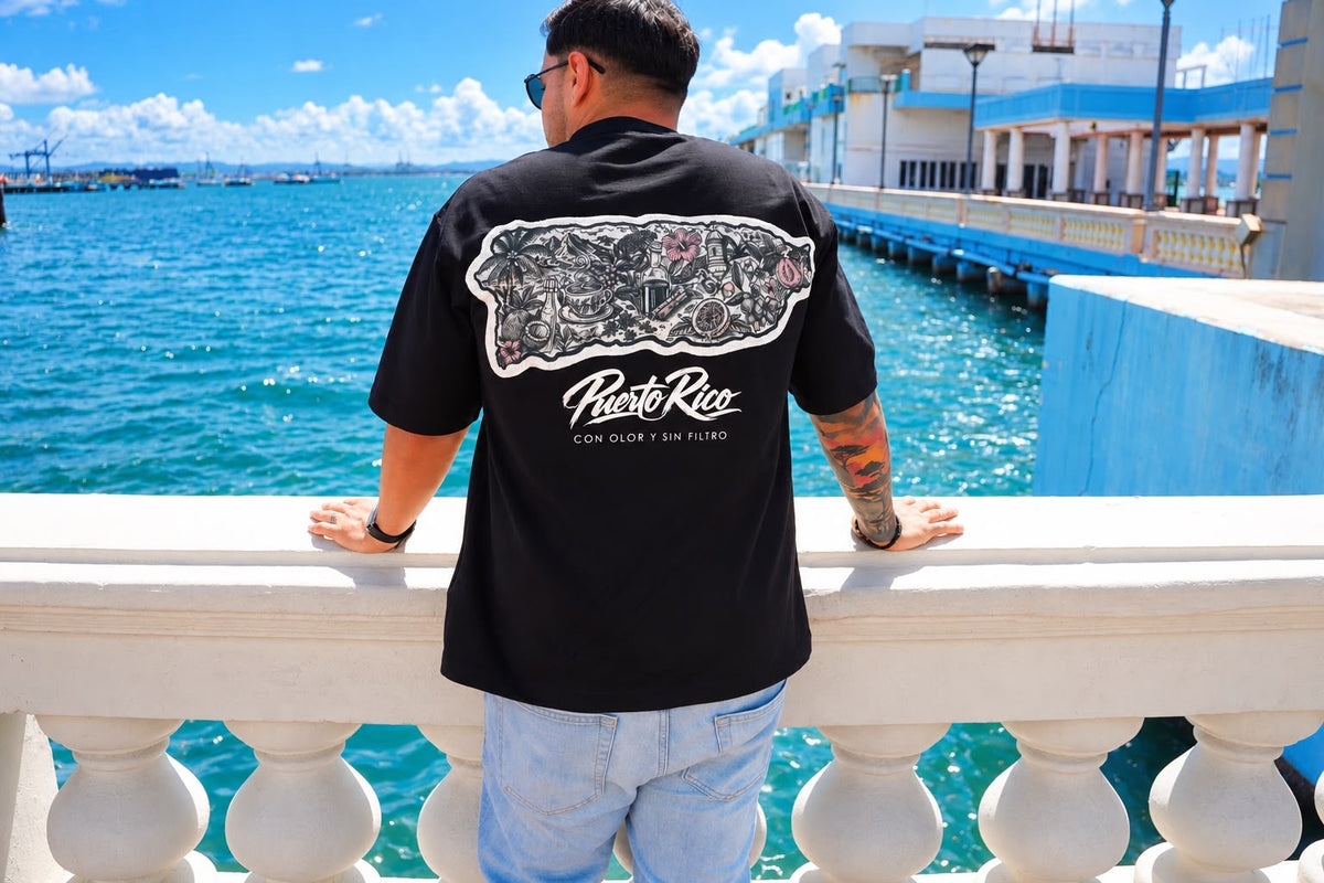 Galuarte x Michael Flores x Nelson Madera — Puerto Rico “Con Olor y Sin Filtro” Tee - Oversized