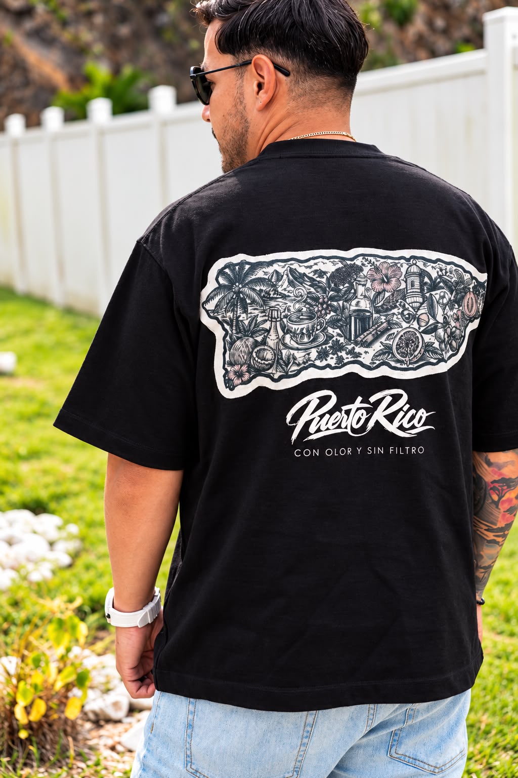 Galuarte x Michael Flores x Nelson Madera — Puerto Rico “Con Olor y Sin Filtro” Tee - Oversized